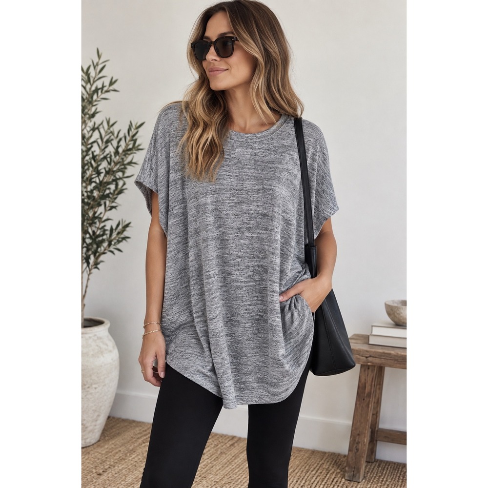 Banana Republic Top Dolman Sleeve Gray Space Dye Casual Size Large